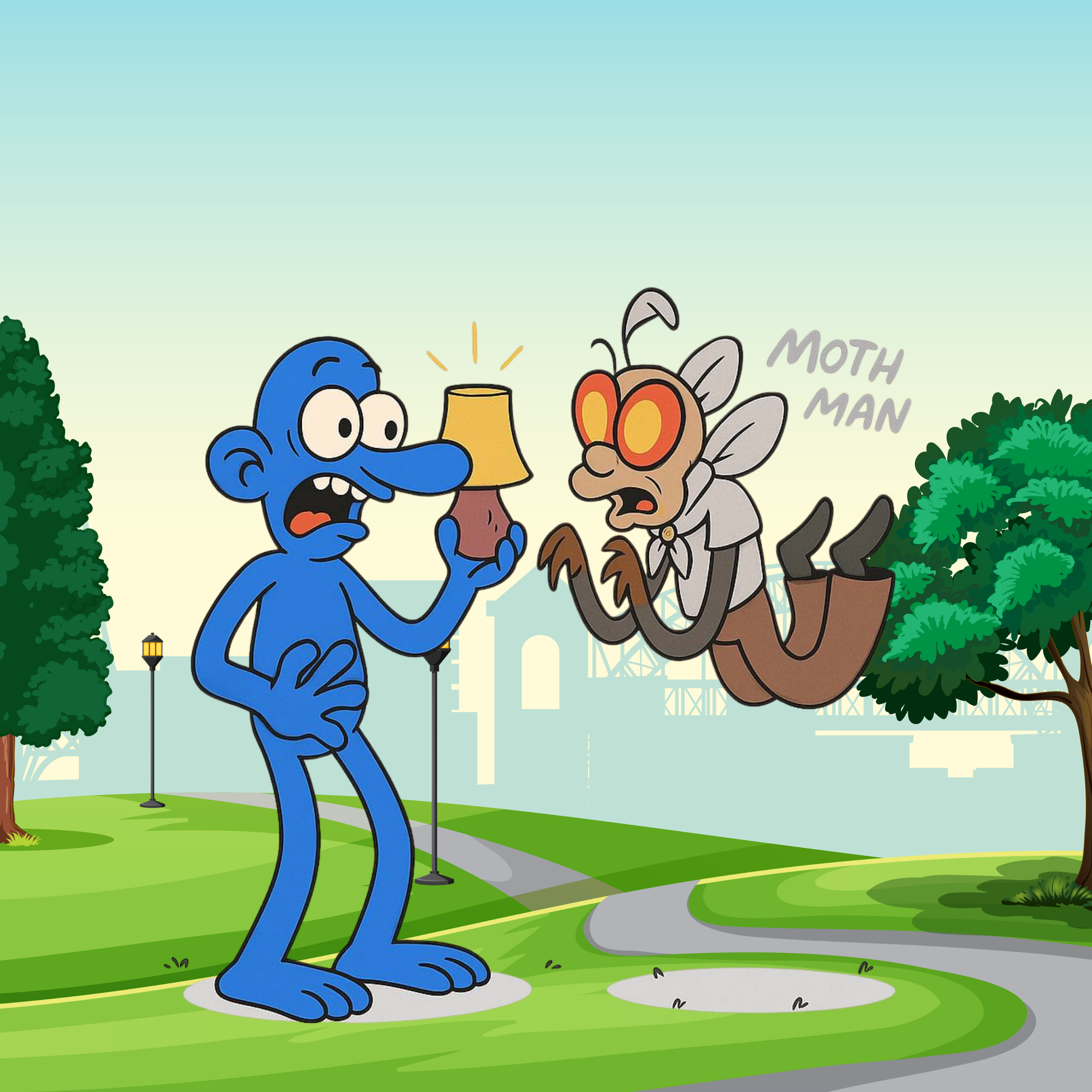 Moth man lamp meme
